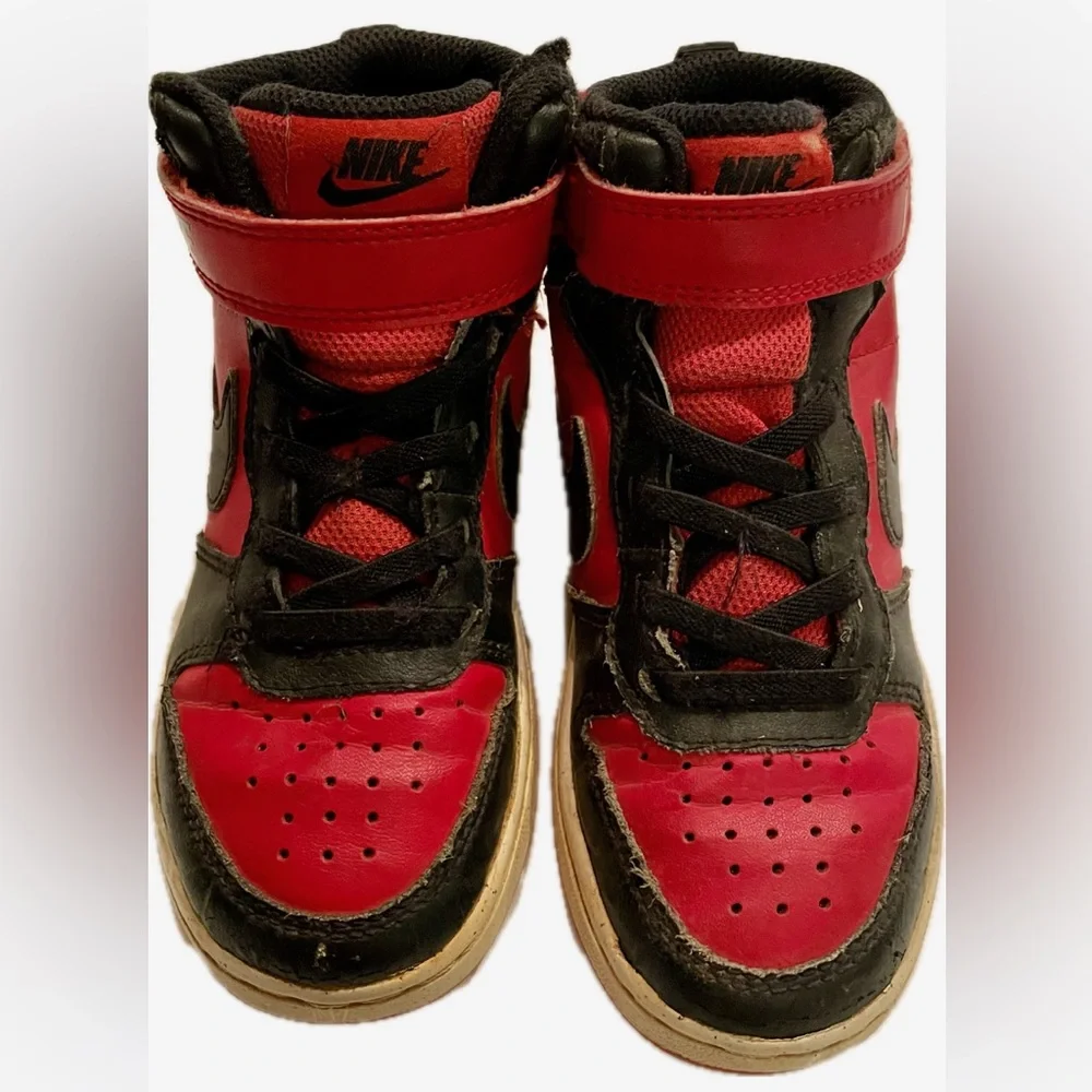 Nike Court Kids Borough Mid 2 High Top Sneakers Red/Black‎ Boy’s Size 11C Shoes